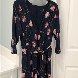 Long maxi navy maternity floral dress